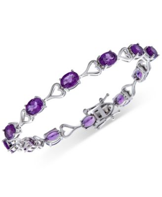 Macy's - Amethyst Heart Link Bracelet (8 ct. t.w.) in Sterling Silver (Also in Blue Topaz, Peridot, & Rhodolite Garnet)