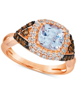 Le Vian - Sea Blue Aquamarine (1-1/4 ct. t.w.) & Diamond (3/4 ct. t.w.) Halo Ring in 14k Rose Gold