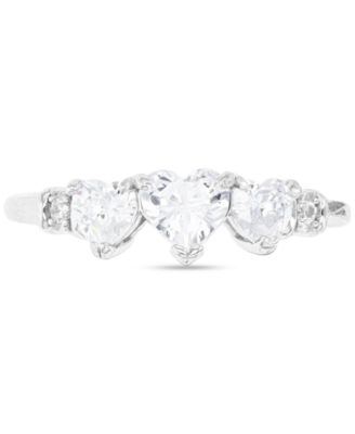 Macy's - Cubic Zirconia Triple Heart Ring in Sterling Silver