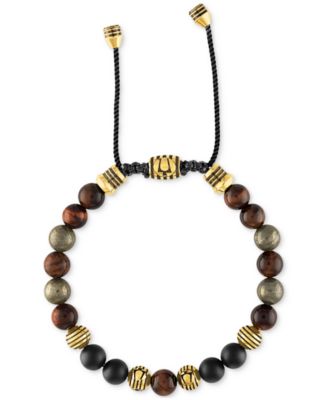 Bulova - Men's Marine Star Beaded Bolo Bracelet in Gold-Plated Stainless Steel