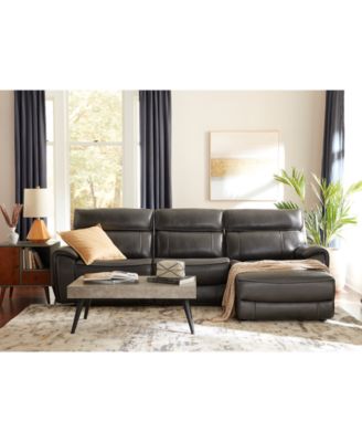 Furniture - 127.5" 4-Pc. Leather Sectional with 2 Power Recliners, Chaise and Console