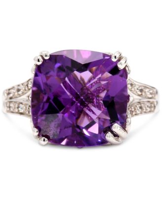 Macy's - Amethyst (5 ct. t.w.) & White Topaz (1/10 ct. t.w.) Split Shank Ring in Sterling Silver
