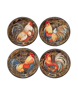 Certified International - Gilded Rooster 4-Pc. Soup/Pasta Bowl