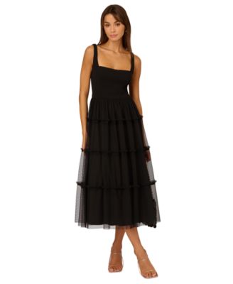 Adrianna by Adrianna Papell - Women's Square-Neck Midi Mesh Dress