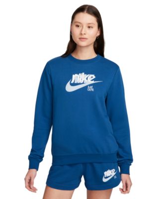 Nike - Women's Sportswear Club French Terry Graphic Crewneck Fleece Sweatshirt