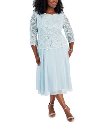 Alex Evenings - Plus Size Sequined Lace A-Line Dress