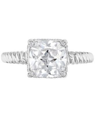 Macy's - Cubic Zirconia Cushion-Cut Solitaire Twist Rope Engagement Ring