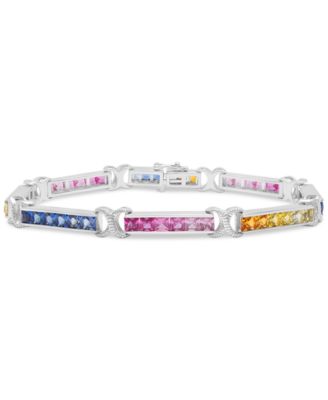 Macy's - Multicolor Lab Grown Sapphire (6 ct. t.w.) Bracelet in Sterling Silver
