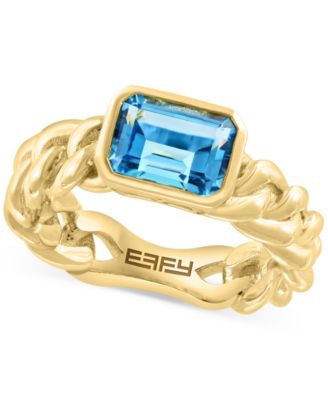 EFFY Collection - Blue Topaz Chain Link Statement Ring (1-7/8 ct. t.w.) in Gold-Plated Sterling Silver