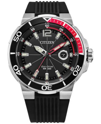 Citizen - Eco-Drive Men's Black Polyurethane Strap Watch 46mm