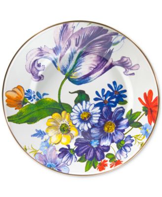 Mackenzie-Childs - White Flower Market Enameled Steel Dinner Plate