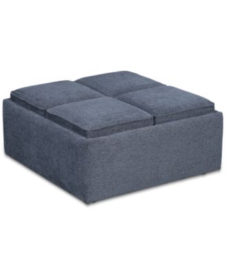 Furniture - Nycolle Fabric Ottoman with Reversible Trays