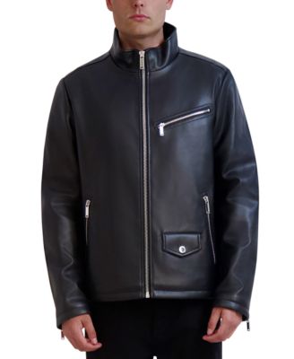Karl Lagerfeld - Men's Faux-Leather Moto Jacket