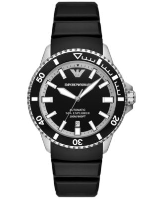 Emporio Armani - Men's Automatic Black Silicone Strap Watch 42mm