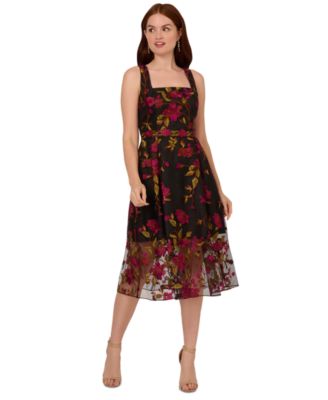 Adrianna Papell - Women's Embroidered Floral Midi Dress