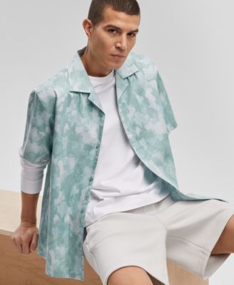 Mode of One - Men's Relaxed-Fit Printed Button-Down Camp Shirt