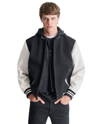 DKNY - Men's Colorblocked Removable Hood Varsity Jacket