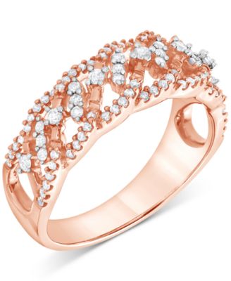 Macy's - Diamond Openwork Filigree Band (3/8 ct. t.w.) in 10k Rose Gold