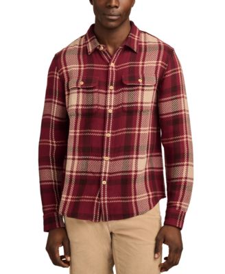 Lucky Brand - Men's Long Sleeve Button-Front Textured Herringbone Plaid Utility Shirt