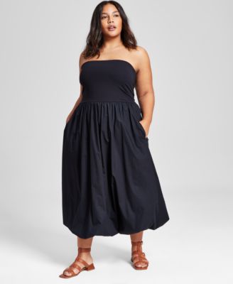 And Now This - Plus Size Cotton Strapless Bubble Dress