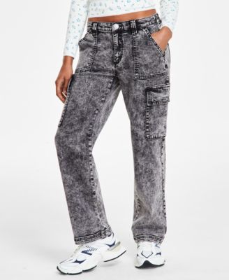 Madden Girl - Juniors' Wide-Leg Cargo Skater Jeans