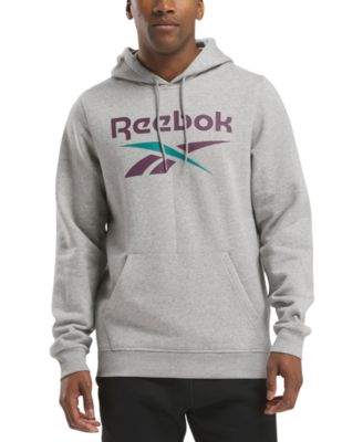 Reebok - Men's Identity Classic-Fit Stacked Logo-Print Fleece Hoodie