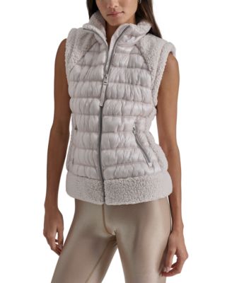DKNY - Women's Sherpa-Trim Zip-Front Puffer Vest
