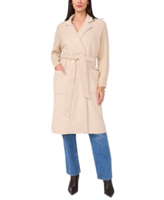 Vince Camuto - Women's Cable-Knit-Sleeve Belted Coat