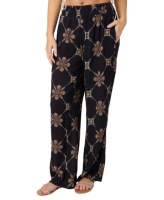 O'Neill - Juniors' Jonie Grid Tile Flowy-Fit Pull-On Pants