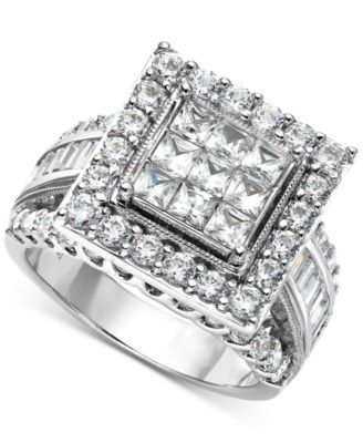 Macy's - Diamond Cluster Square Halo Ring (2-1/2 ct. t.w.) in 14k White Gold