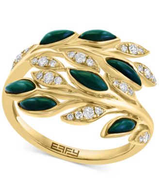 EFFY Collection - Malachite & Diamond (1/5 ct. t.w.) Vine Inspired Ring in 14k Gold