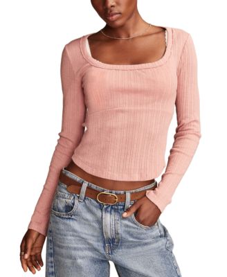 Lucky Brand - Women's Seamed Scoop-Neck Long-Sleeve Top