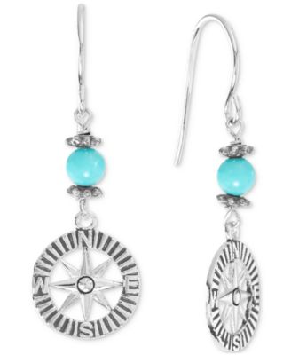 Macy's - Simulated Turquoise Compass Drop Earrings in Sterling Silver