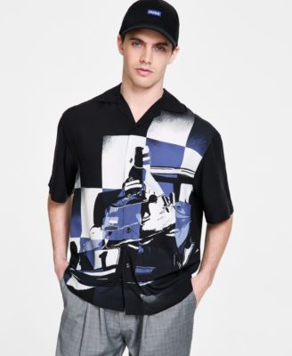 Hugo Boss - Men's Oversized-Fit Printed Camp Shirt