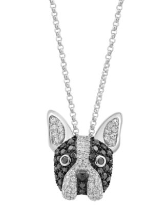 EFFY Collection - White Diamond (1/5 ct. t.w.) & Black Diamond (1/4 ct. t.w.) Pendant Necklace in 14k White Gold, 18" + 1" extender