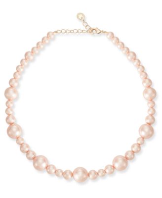 Charter Club - Gold-Tone Pink Imitation Pearl All-Around Necklace, 17" + 2" extender