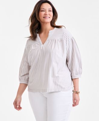 Style & Co - Plus Size Printed 3/4-Sleeve Top