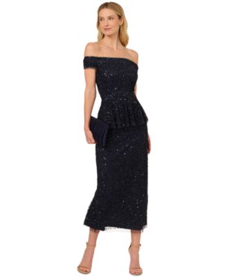Adrianna Papell - Women's Off-The-Shoulder Peplum Dress
