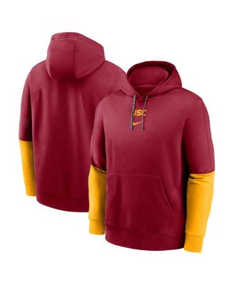 Nike - Men's Black/Cardinal USC Trojans 2024 Sideline Club Pullover Hoodie