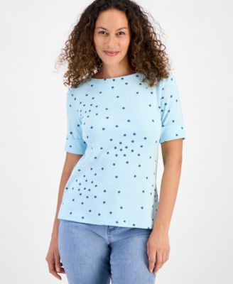 Style & Co - Petite Striped Elbow-Sleeve T-Shirt, Exclusively at Macy's