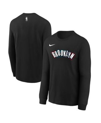 Nike - Big Boys and Girls Black Brooklyn Nets 2024/25 City Edition Wordmark Performance Long Sleeve T-Shirt