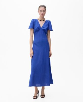 MANGO - Women's Floral Linen-Blend Dress