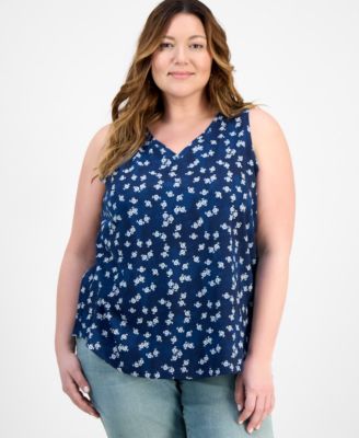 Style & Co - Plus Size V-Neck Stripe Perfect Tank Top
