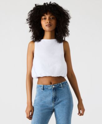 Steve Madden - Women's Alta Cotton Sleeveless Bubble-Hem Top