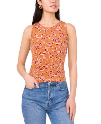 Vince Camuto - Women's Printed Keyhole-Back Tank Top