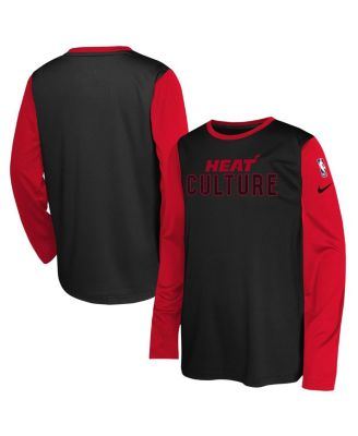Nike - Big Boys and Girls Black Miami Heat 2024/25 City Edition Pregame Performance Long Sleeve Shooting T-Shirt