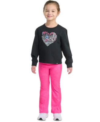 adidas - Toddler & Little Girls Long-Sleeve Graphic T-Shirt & Flare Pants, 2 Piece Set