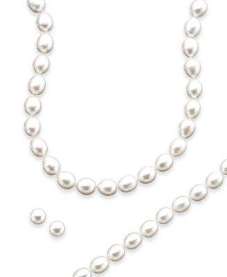 Macy's - Sterling Silver Cultured Freshwater Pearl Necklace, Bracelet and Earring Set