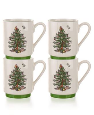 Spode - Christmas Tree Set /4 Stacking Mugs