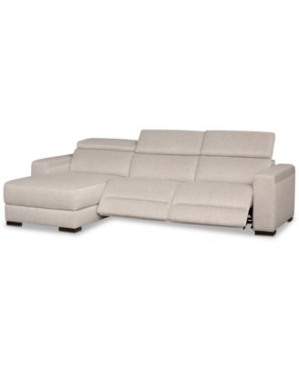 Furniture - Nevio 3-Pc. Fabric Sectional Sofa with Chaise, 2 Power Recliners and Articulating Headrests, Created for Macy's